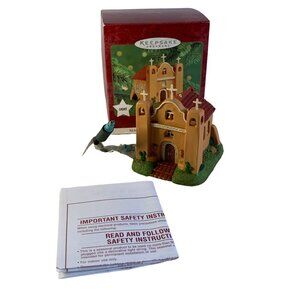 Hallmark Adobe Church Candlelight Services Magic Light keepsake ornament with bo